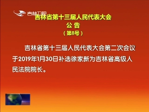 吉林省第十三届人民代表大会公告（第8号）