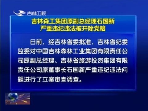 吉林森工集团原副总经理石国新严重违纪违法被开除党籍