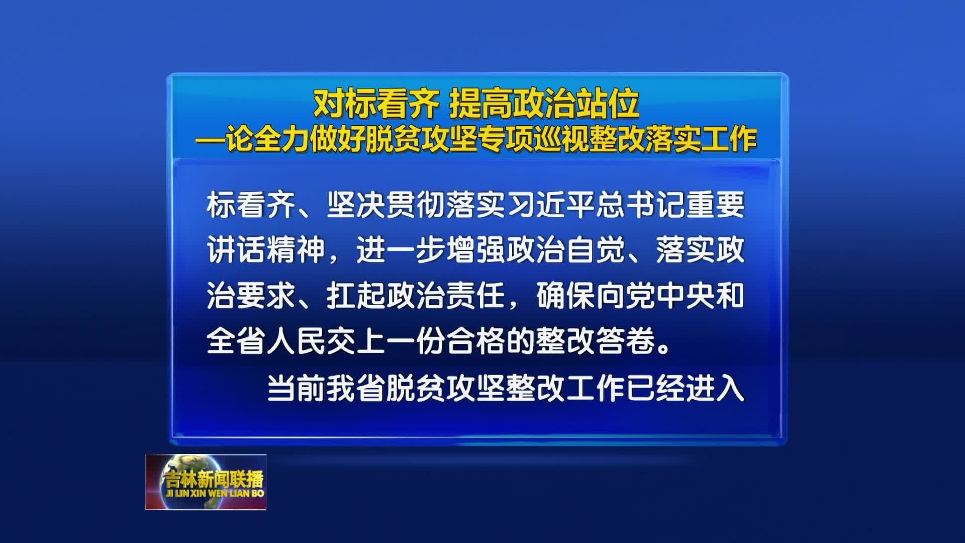 对标看齐 提高政治站位----—论全力做好脱贫攻坚专项巡视整改落实工作