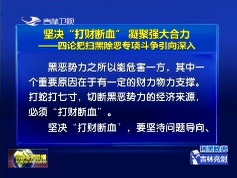 坚决“打财断血” 凝聚强大合力——四论把扫黑除恶专项斗争引向深入