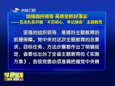 加强组织领导 高质量抓好落实——五论扎实开展“不忘初心、牢记使命”主题教育