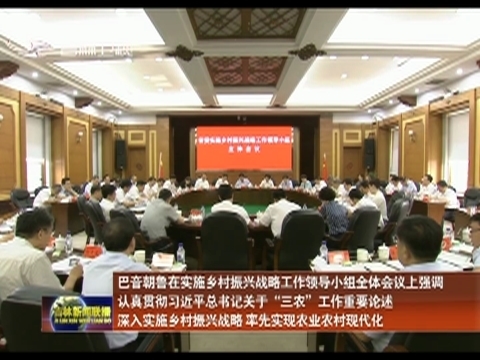 巴音朝鲁在实施乡村振兴战略工作领导小组全体会议上强调 认真贯彻习近平总书记关于“三农”工作重要论述 深入实施乡村振兴战略　率先实现农业农村现代化