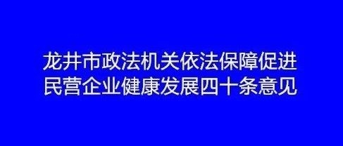 龙井市政法机关依法保障促进民营企业健康发展四十条意见