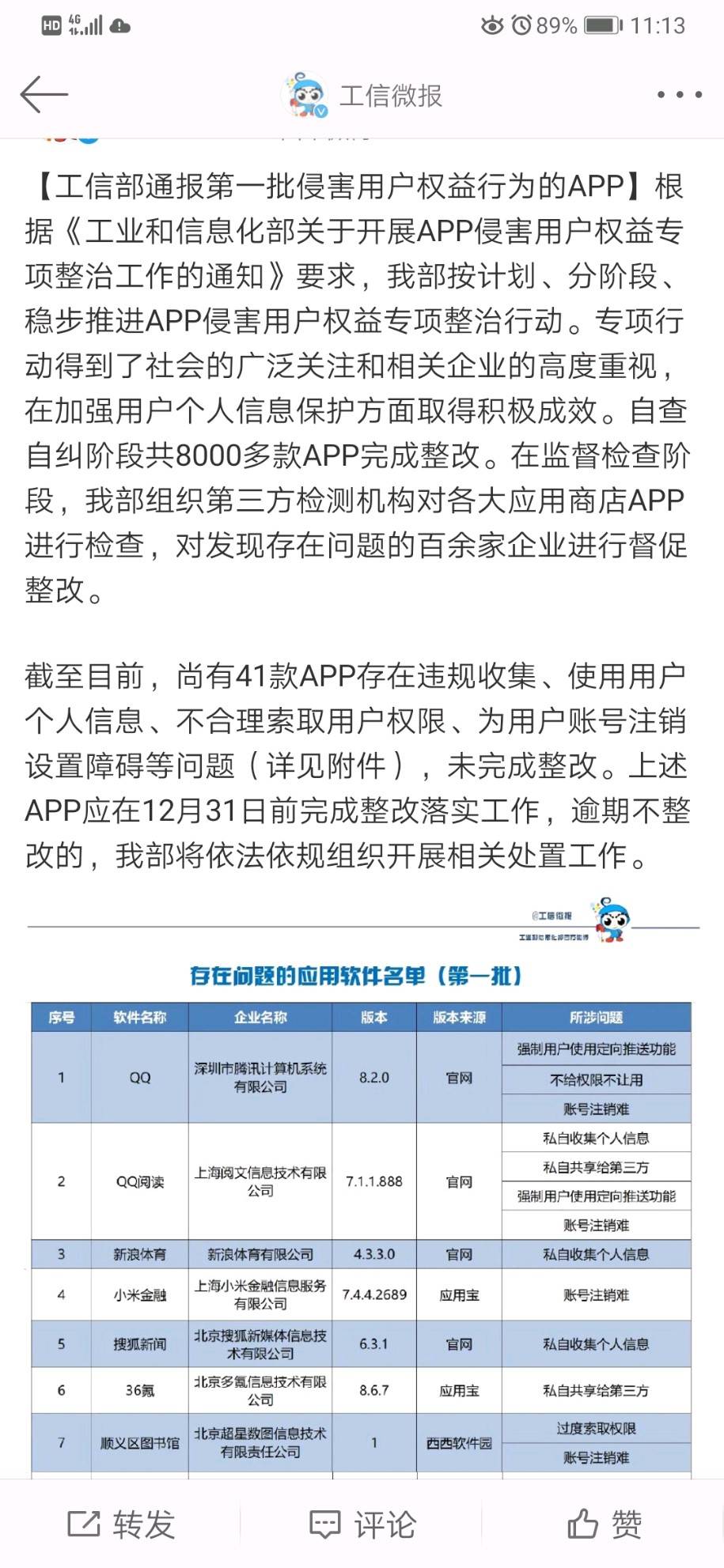 41款APP侵害用户权益