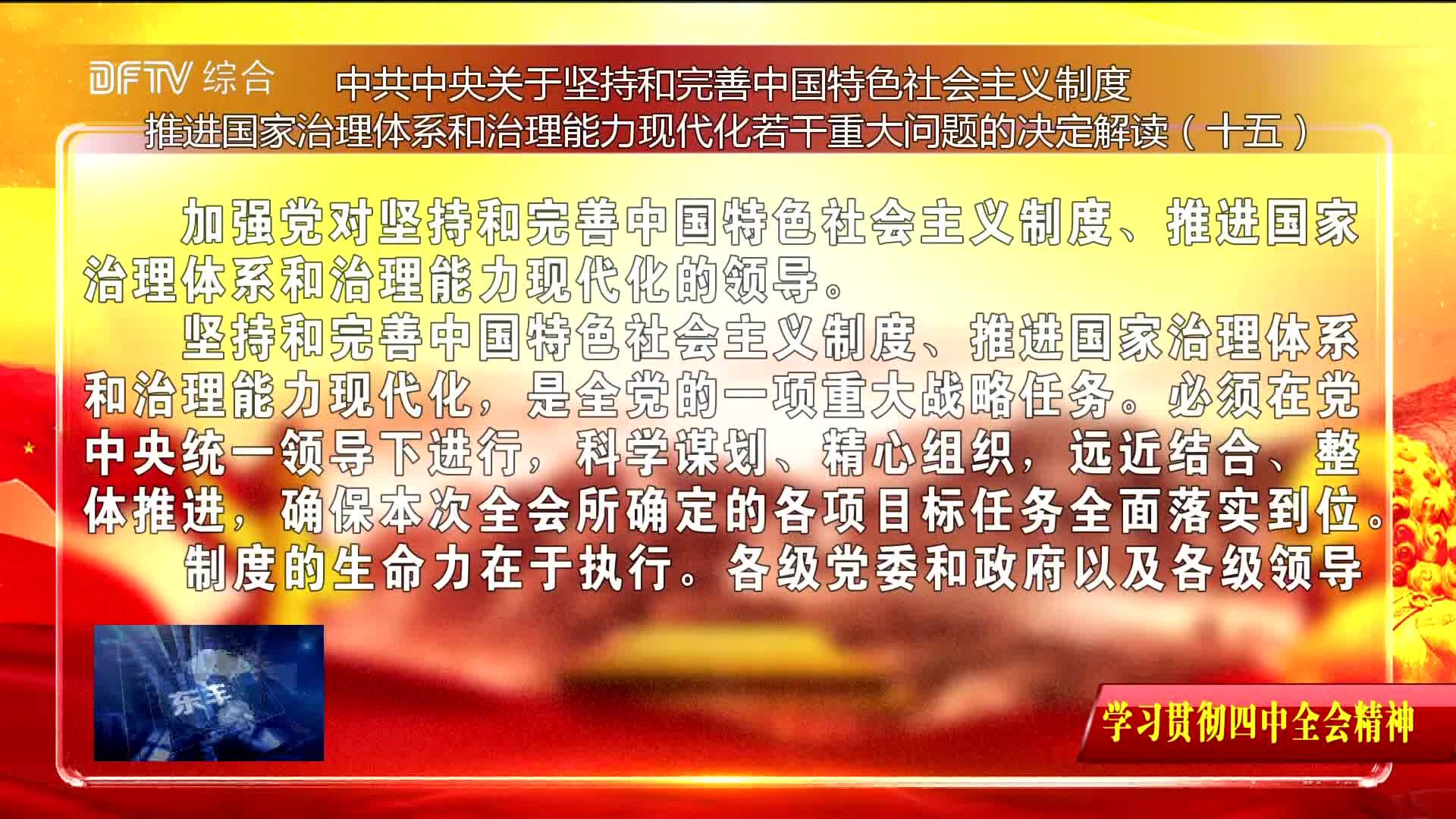 【学习贯彻四中全会精神】党的十九届四中全会精神解读（十五）