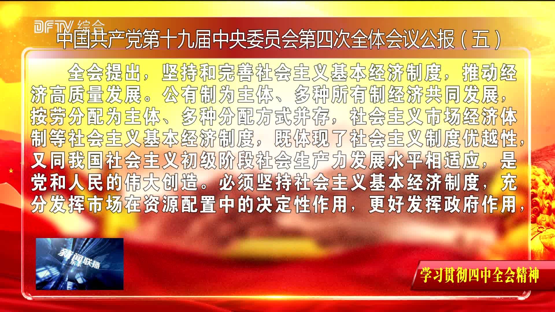 【学习贯彻四中全会精神】中国共产党第十九届中央委员会第四次全体会议公报（五）