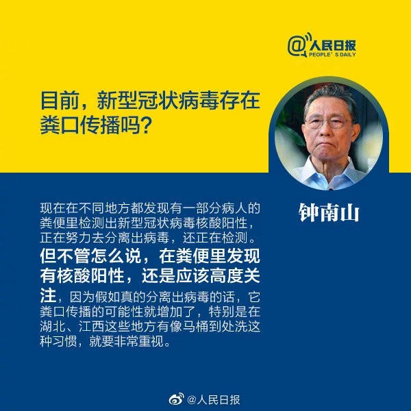 【打赢疫情防控阻击战】新冠病毒存在粪口传播？听听钟南山的最新回答！