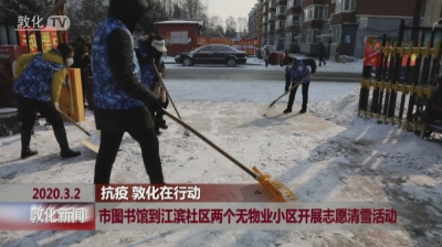 市图书馆到江滨社区两个无物业小区开展志愿清雪活动