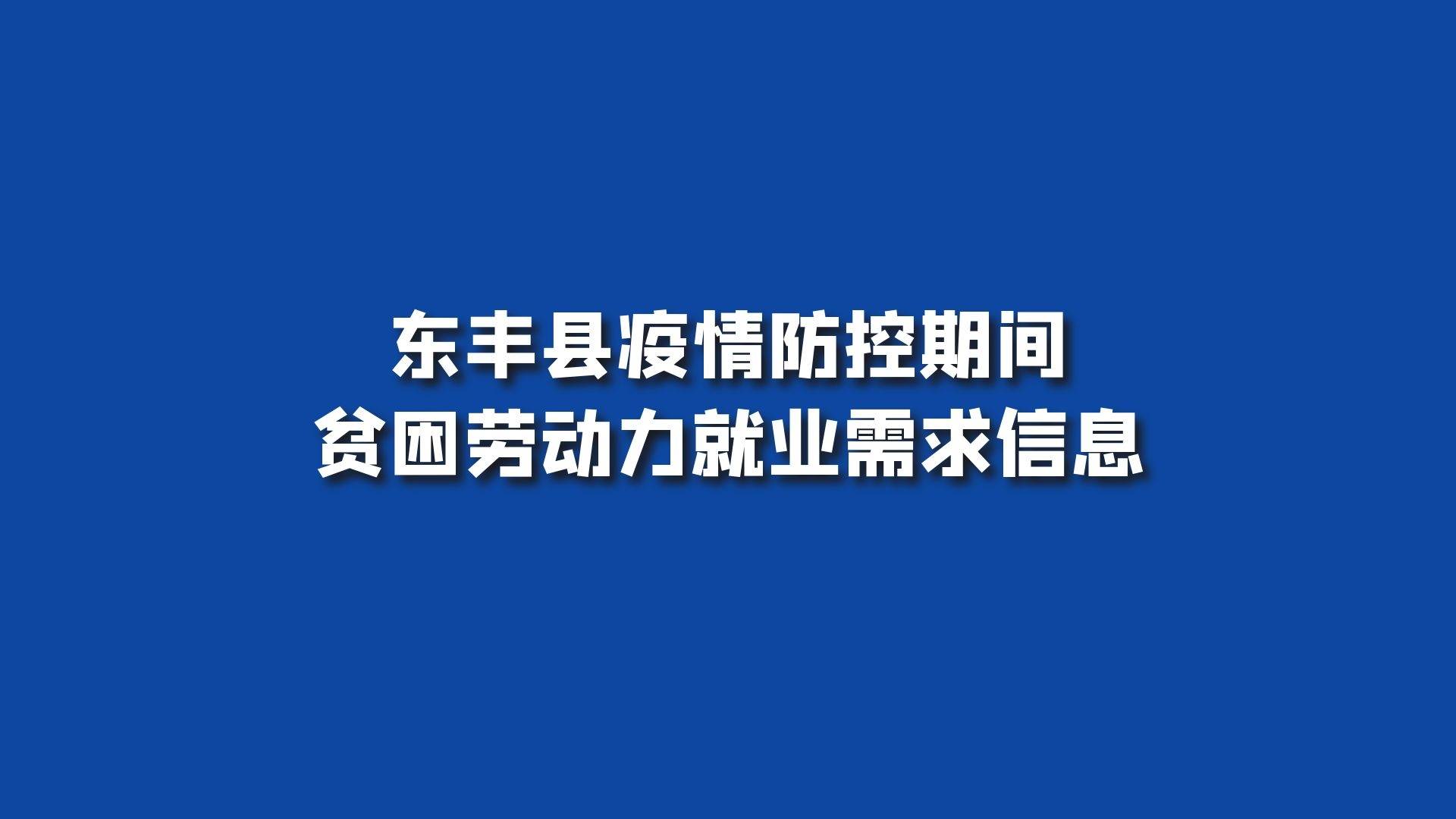 东丰县疫情防控期间贫困劳动力就业需求信息