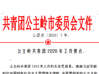 公主岭共青团2020年工作要点