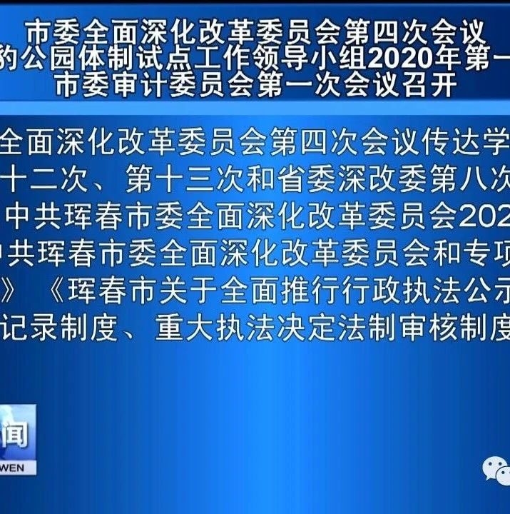 市委全面深化改革委员会第四次会议 推进虎豹公园体制试点工作领导小组2020年第一次会议市委审计委员会第一次会议召开