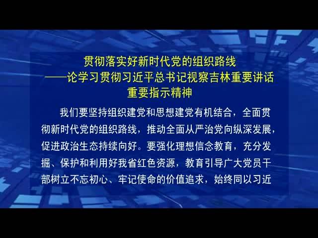 【柳河新闻】贯彻落实好新时代党的组织路线——论学习贯彻习近平总书记视察吉林重要讲话重要指示精神