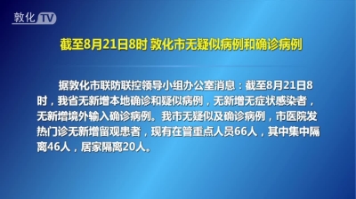 截至8月21日8时 敦化市无疑似病例和确诊病例