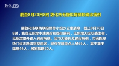 截至8月20日8时 敦化市无疑似病例和确诊病例