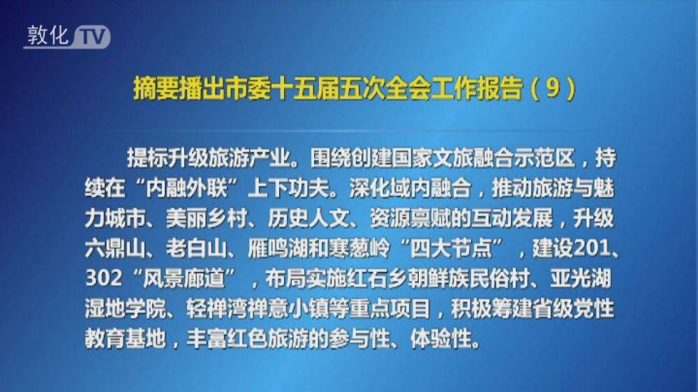 摘要播出市委十五届五次全会工作报告（9）