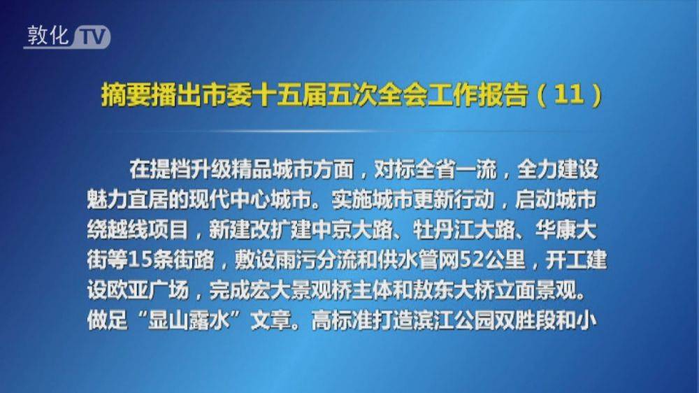 摘要播出市委十五届五次全会工作报告（11）