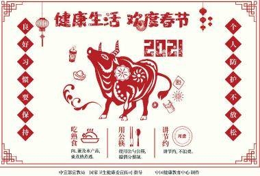 健康生活欢度春节剪纸海报4