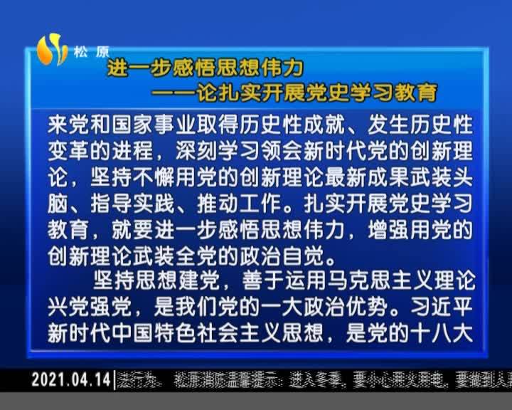 学党史悟思想办实事开新局进一步感悟思想伟力---论扎实开展党史学习教育