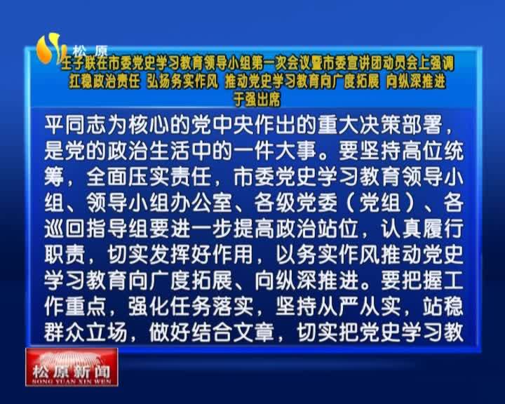 王子联在市委党史学习教育领导小组第一次会议暨市委宣讲团动员会上强调  扛稳政治责任 弘扬务实作风 推动党史学习教育向广度拓展 向纵深推进  于强出席VA0