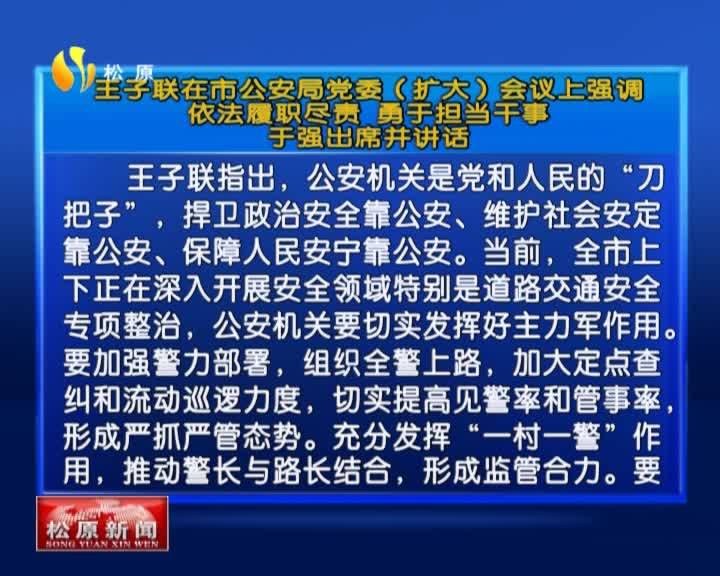 王子联在市公安局党委（扩大）会议上强调  依法履职尽责 勇于担当干事  于强出席并讲话