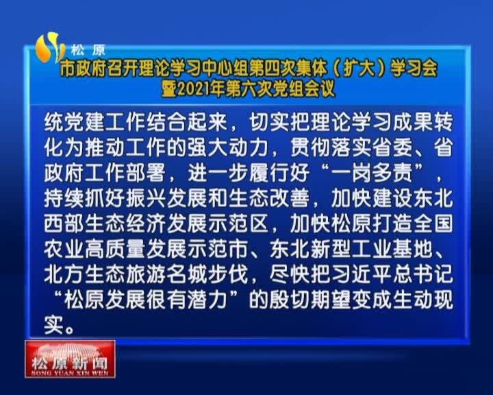 市政府召开理论学习中心组第四次集体（扩大）学习会  暨2021年第六次党组会议