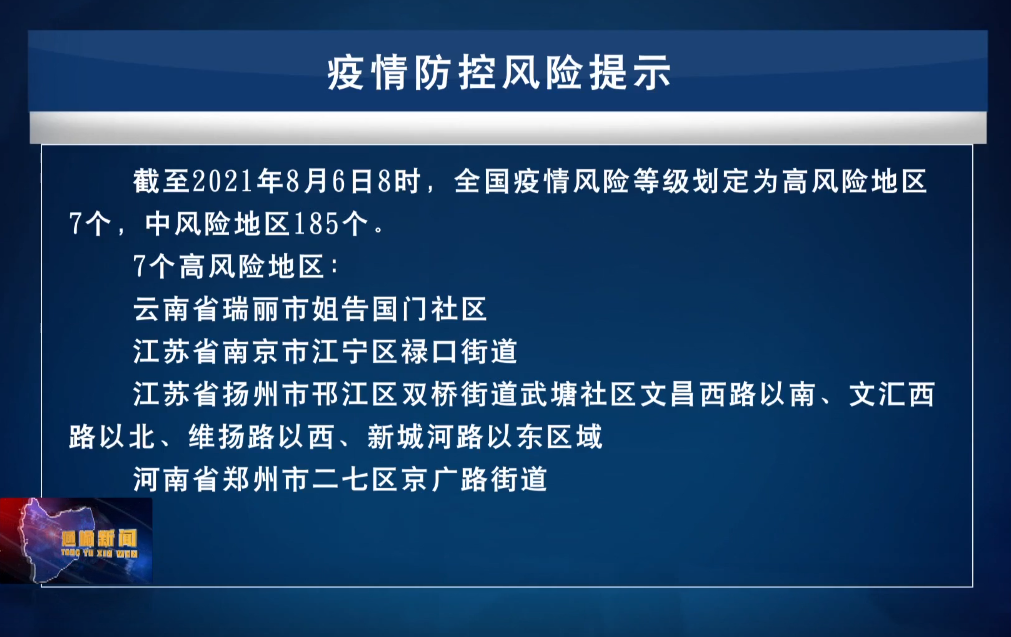 【新闻】8.6疫情防控风险提示