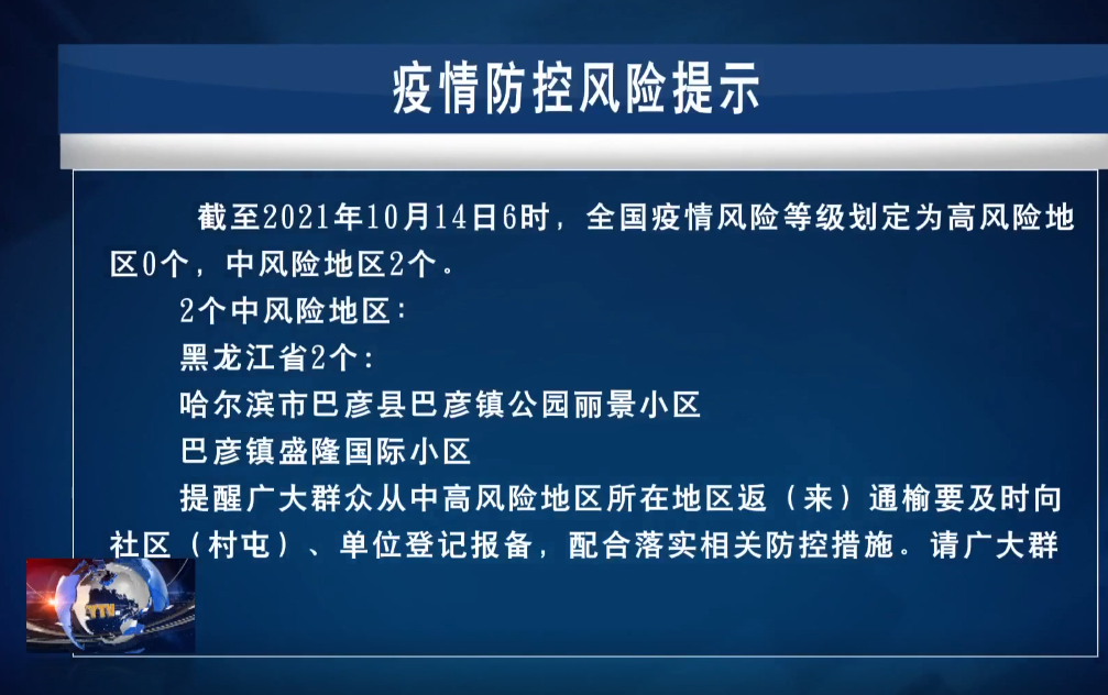 【新闻】10.14疫情防控风险提示