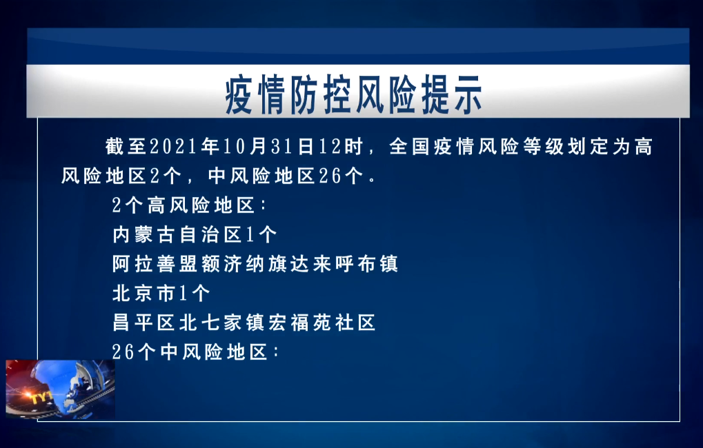 【新闻】2021.11.1疫情防控风险提示