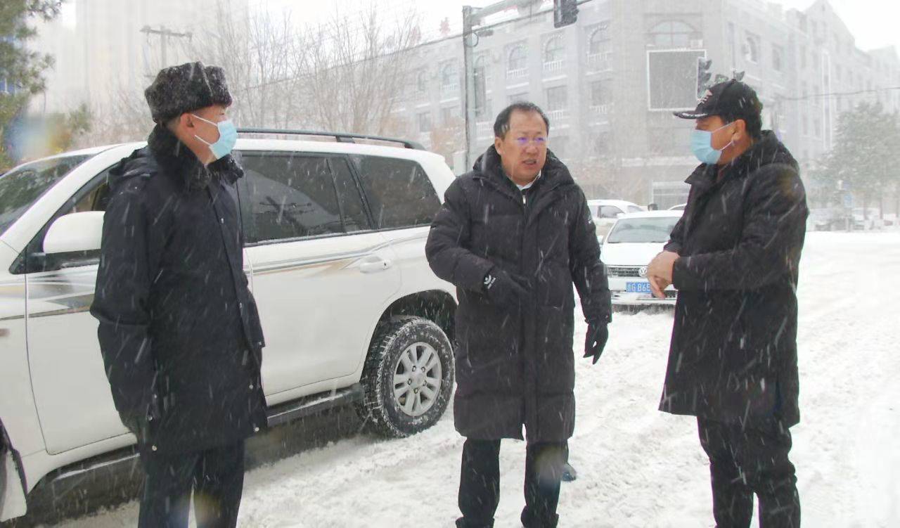 县领导深入城区部分清雪路段 检查指导清雪工作