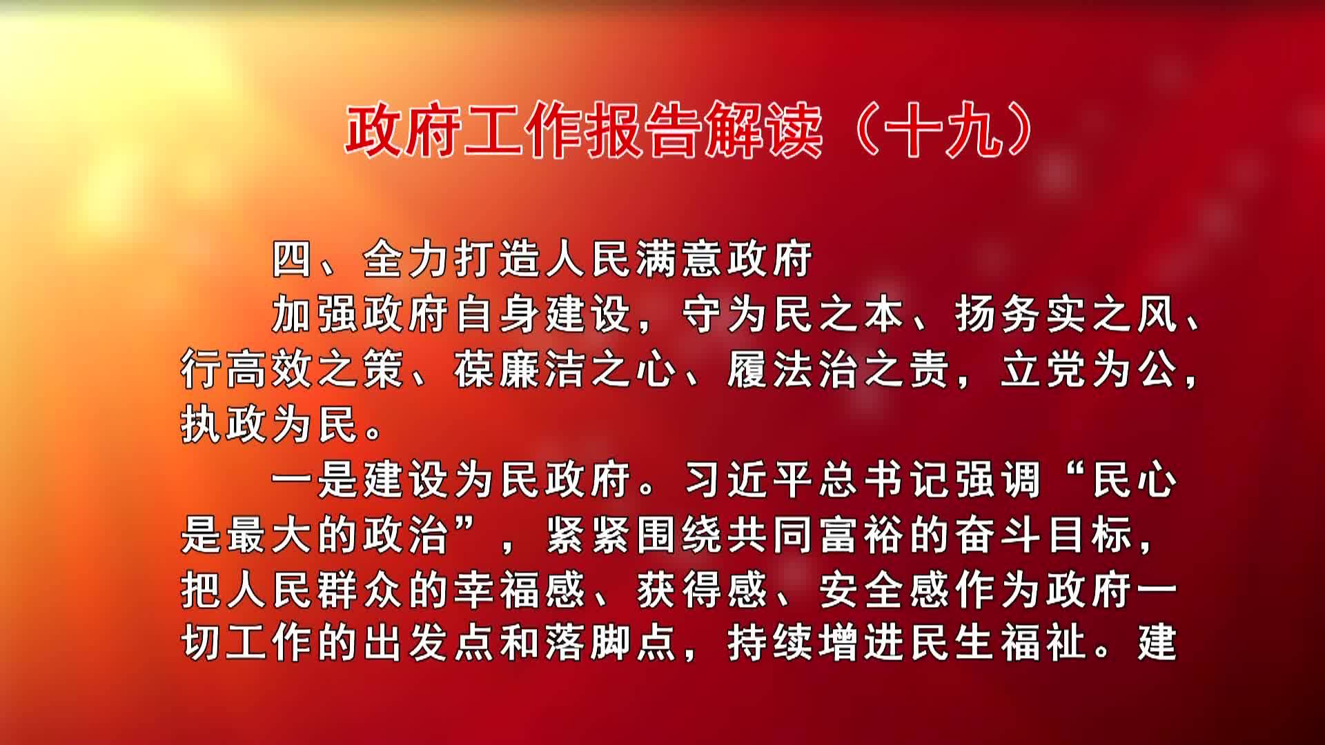 政府工作报告解读（十九）