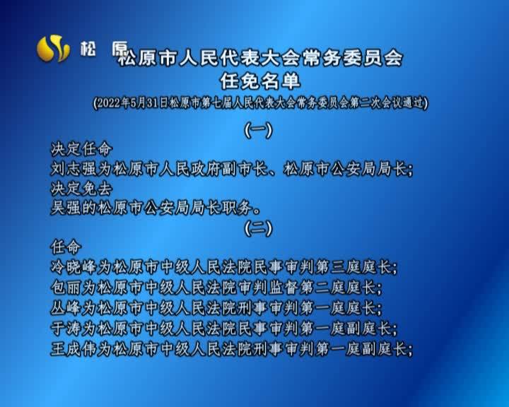 松原市人民代表大会常务委员会  任免名单