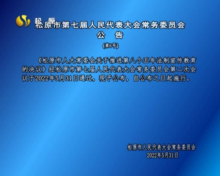 松原市第七届人民代表大会常务委员会  公  告(第6号)
