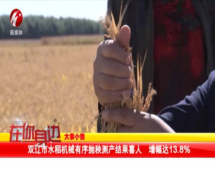 双辽市水稻机械有序抛秧测产结果喜人 增幅达13.8%