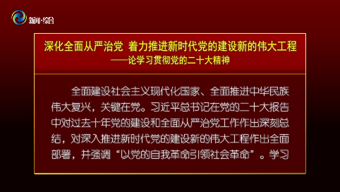 深化全面从严治党 着力推进新时代党的建设新的伟大工程——论学习贯彻党的二十大精神