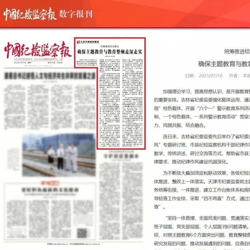 统筹推进结合融合 确保主题教育与教育整顿走深走实