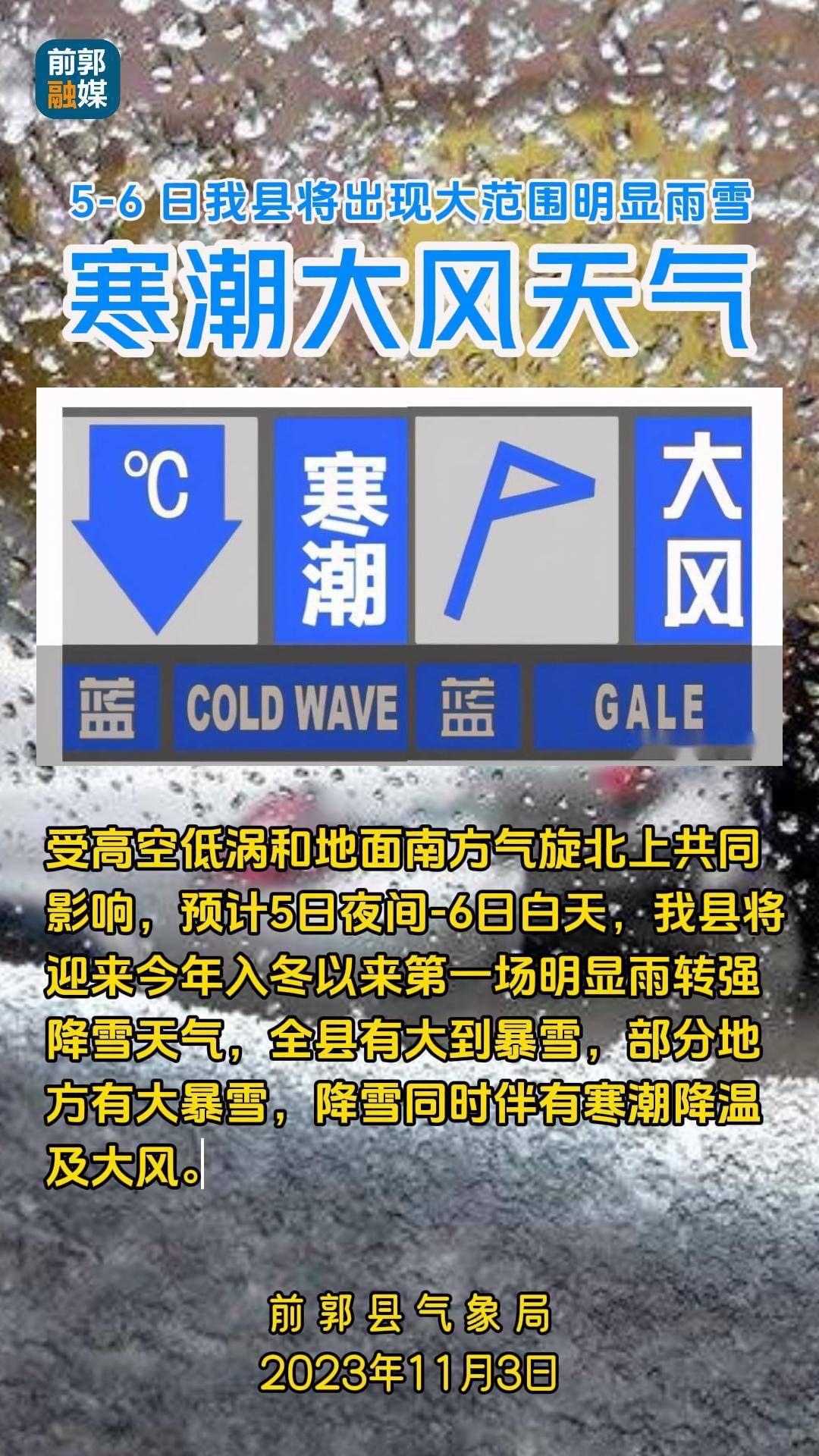 气象灾害预警 2023年11月3日