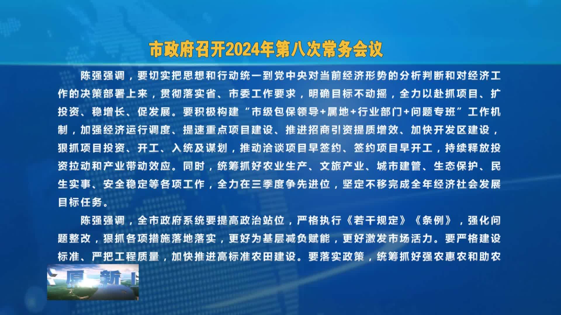 市政府召开2024年第八次常务会议