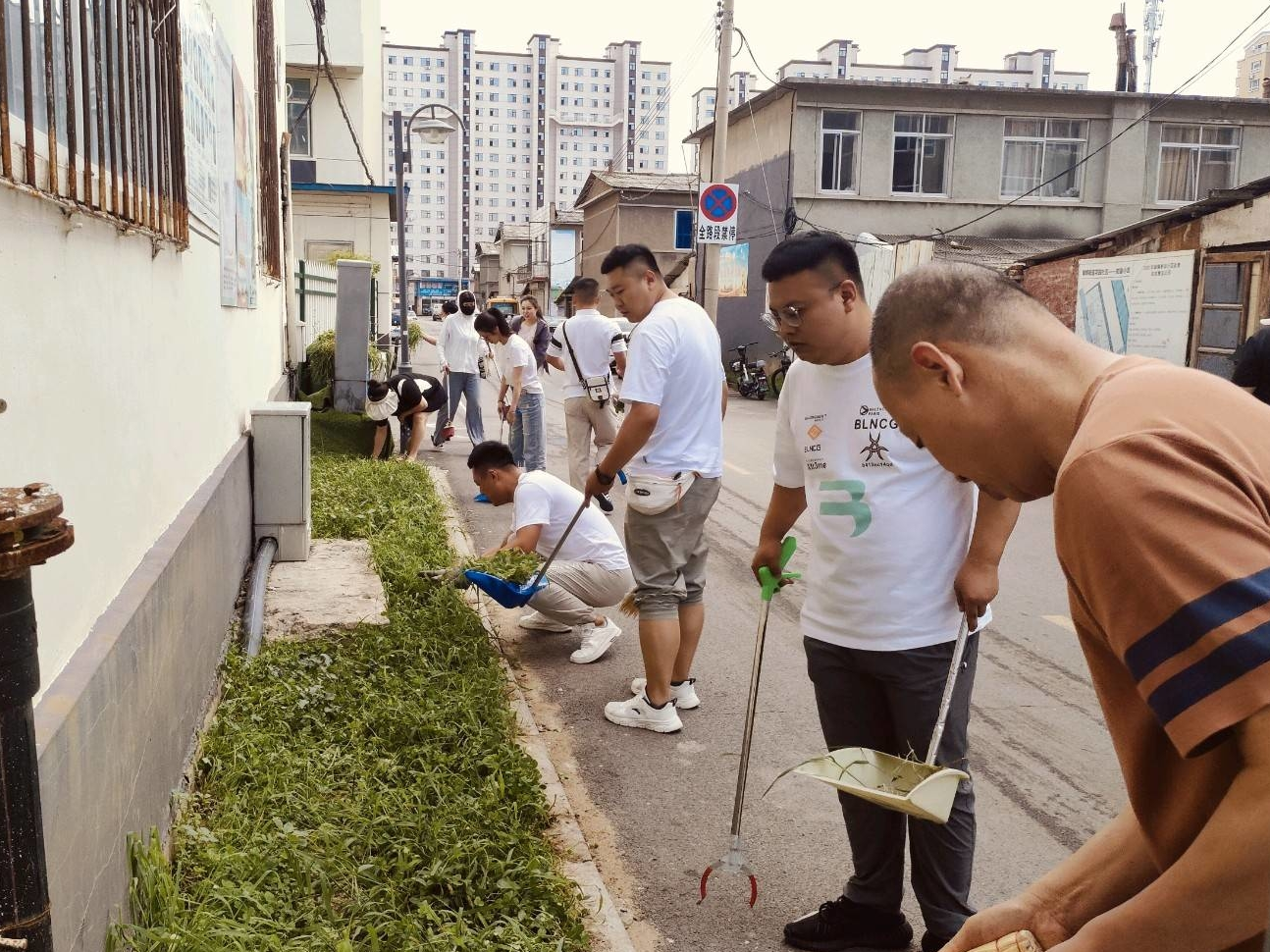 ​辉南县朝辉街道花园社区联合共驻共建单位进行环境整治