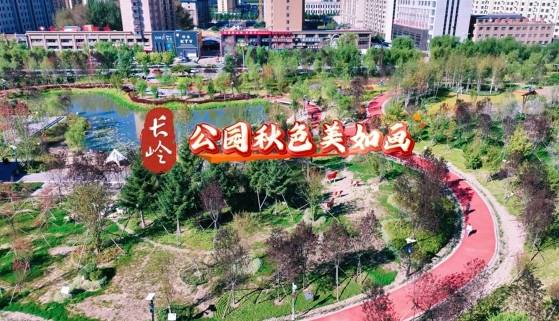 长岭：公园秋色美如画