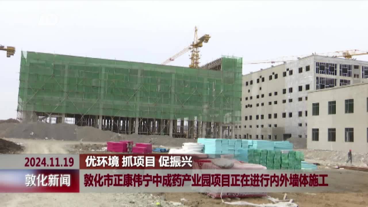 敦化市正康伟宁中成药产业园项目正在进行内外墙体施工