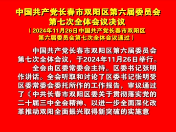 中国共产党长春市双阳区第六届委员会第七次全体会议决议