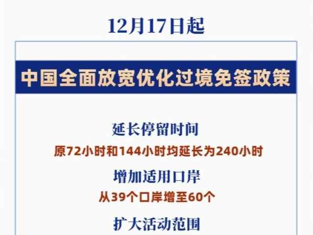 新华社权威快报丨中国过境免签政策全面放宽优化