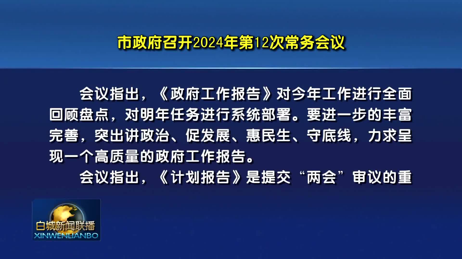 市政府召开2024年第12次常务会议