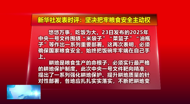 新华时评：坚决把牢粮食安全主动权