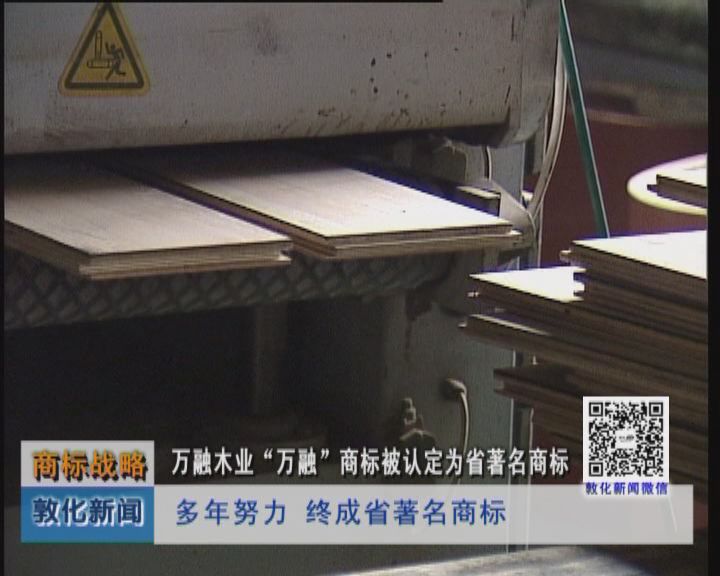 万融木业“万融”商标被认定为省著名商标（6月18日）