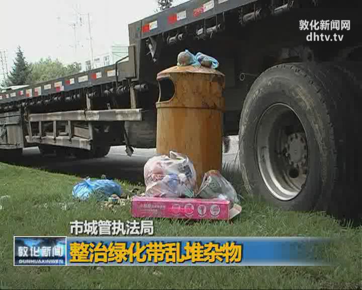 市城管执法局整治绿化带乱堆杂物
