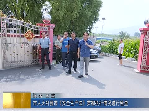 市人大对我市《安全生产法》贯彻执行情况进行检查