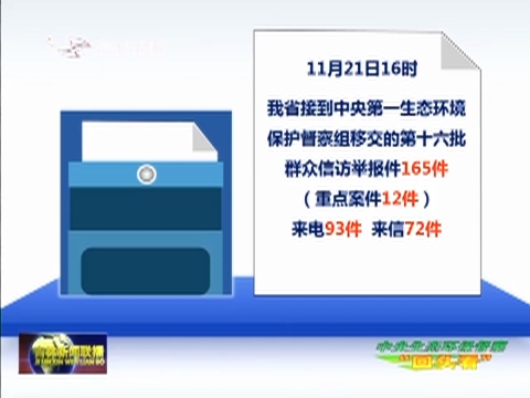 中央生态环保督察组向我省移交第十六批群众信访举报件165件