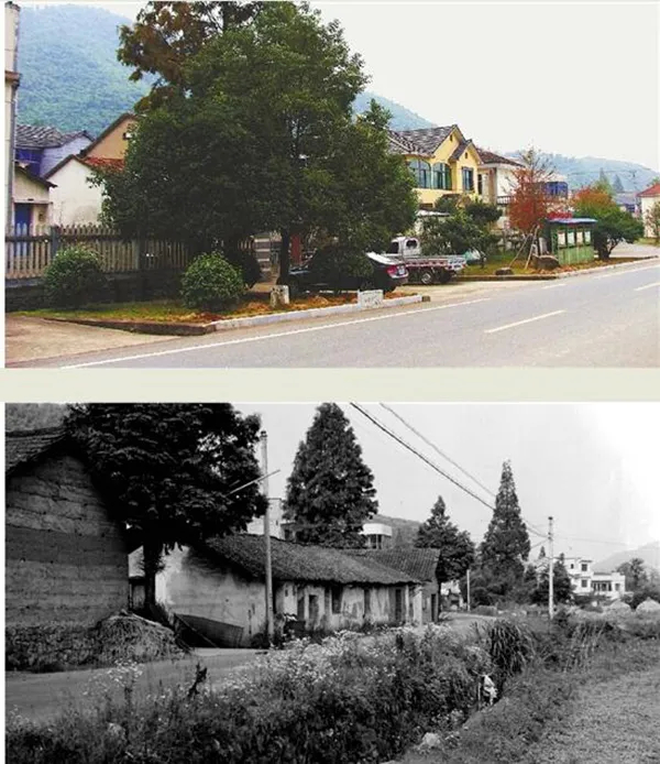 以前余村有不少小平房,土墙黑瓦;现在,村里全是两三层楼的小洋房.